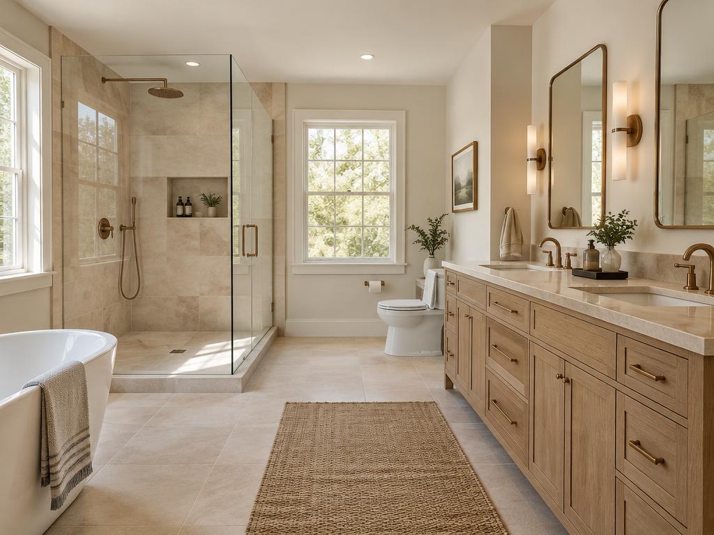 Recently remodeled bathroom with walk-in shower